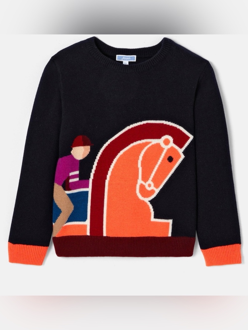Boys Wool Sweater with Jockey on Horse